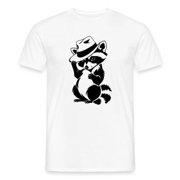 Cute raccoon with hat - Men's T-Shirt - white - Front - AI Model Male 178 dark (178cm)