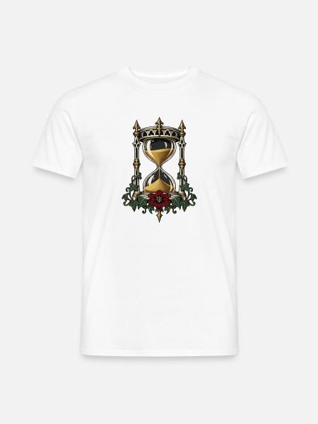 Sanduhr mit Efeu – Gothic Art - Männer T-Shirt - Weiß