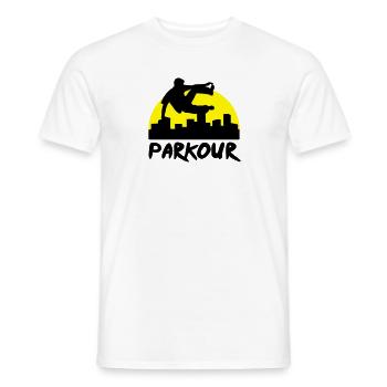 Free running in the city, parkour - T-shirt homme - blanc - Devant - AI Model Male 178 dark (178cm)