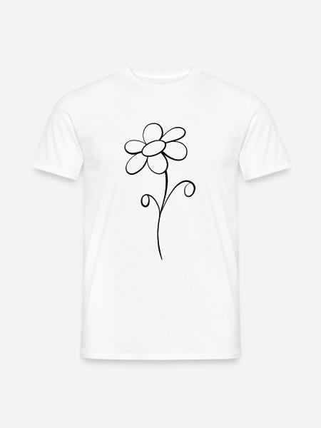 Wunderblume Strichzeichnung Schwarz - Männer T-Shirt - Weiß