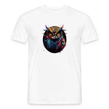 Hibou éclaboussures oiseau multicolore - T-shirt homme - blanc - Devant - AI Model Male 178 dark (178cm)