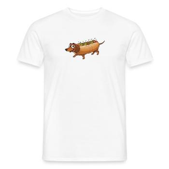 Dackel im Brötchen Motiv - Männer T-Shirt - Weiß - Vorne - AI Model Male 178 dark (178cm)