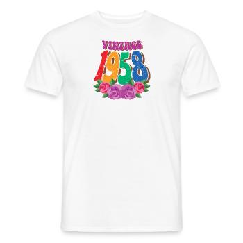 Fleur rétro 1958, 64 ans 64th Birthday Gift - T-shirt homme - blanc - Devant - AI Model Male 178 dark (178cm)