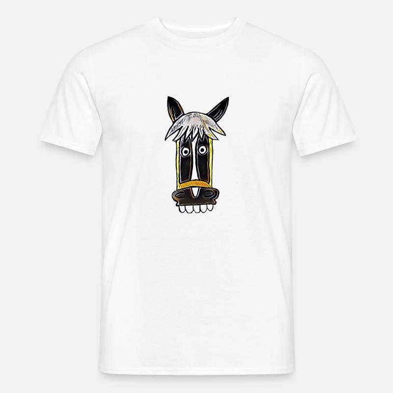 verrücktes Pferd Seppl Comic - Männer T-Shirt - Weiß
