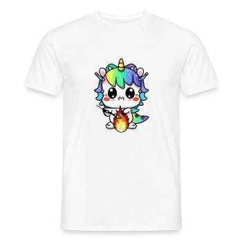 00221 süßes Drachen Einhorn Baby spielt mit Feuer - Männer T-Shirt - Weiß - Vorne - AI Model Male 178 dark (178cm)
