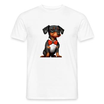Hund Dachshund Hunde mit Anzug Dackelwelpe - Männer T-Shirt - Weiß - Vorne - AI Model Male 178 dark (178cm)