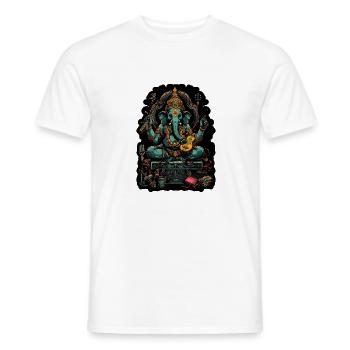Neon - Ganesha - Elephant God - Instruments - pos - Männer T-Shirt - Weiß - Vorne - AI Model Male 178 dark (178cm)