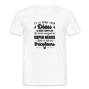le 8ème jour dieu créa les bricoleurs / bricoleur - T-shirt homme - blanc - Devant - AI Model Male 178 dark (178cm)