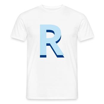 Lettre r bleu pop et moderne - T-shirt homme - blanc - Devant - AI Model Male 178 dark (178cm)