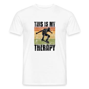 This is My therapy Skateboard Skateboarder Skate - Men's T-Shirt - white - Front - AI Model Male 178 dark (178cm)
