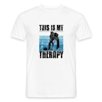 Curling is my therapy Curler Eisstockschießen - Men's T-Shirt - white - Front - AI Model Male 178 dark (178cm)