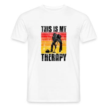 Curling is my therapy Curler Eisstockschießen - Men's T-Shirt - white - Front - AI Model Male 178 dark (178cm)