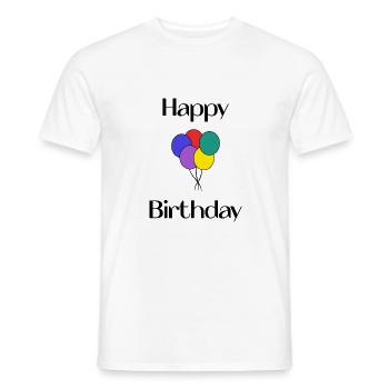 JOYEUX ANNIVERSAIRE. HAPPY BIRTHDAY. ANNIVERSAIRE. - T-shirt homme - blanc - Devant - AI Model Male 178 dark (178cm)