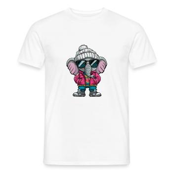 Elephant Winter Comic - Men's T-Shirt - white - Front - AI Model Male 178 dark (178cm)