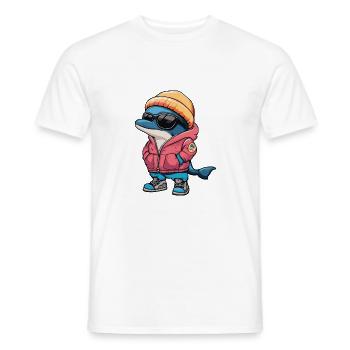 Dolphin Winter Comic - Men's T-Shirt - white - Front - AI Model Male 178 dark (178cm)
