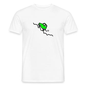 Green car going up a hill - Men's T-Shirt - white - Front - AI Model Male 178 dark (178cm)