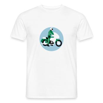 motorradpolizist_09_2016_3c02 - Männer T-Shirt - Weiß - Vorne - AI Model Male 178 dark (178cm)