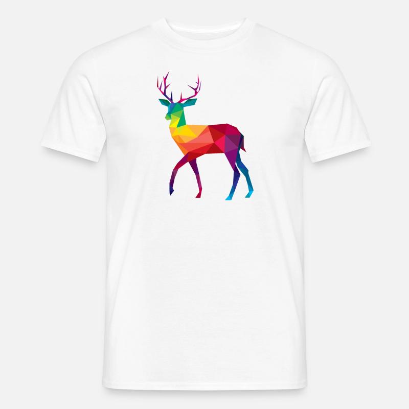 Hirsch bunt farbig Regenbogen - Männer T-Shirt - Weiß