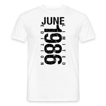 Anniversaire Juin 1986 Juin né en June 1986 - T-shirt homme - blanc - Devant - AI Model Male 178 dark (178cm)