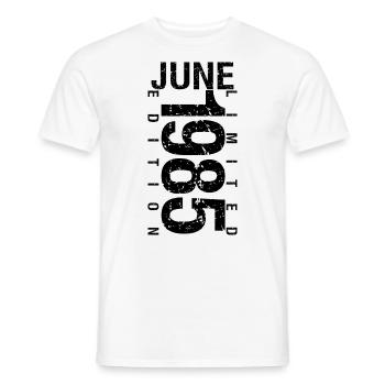 Anniversaire Juin 1985 Juin né en June 1985 - T-shirt homme - blanc - Devant - AI Model Male 178 dark (178cm)