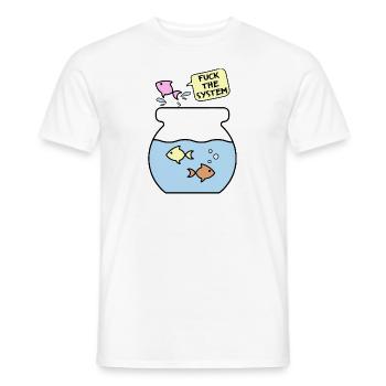 Fuck The System Fish Drôles D’animaux - T-shirt homme - blanc - Devant - AI Model Male 178 dark (178cm)