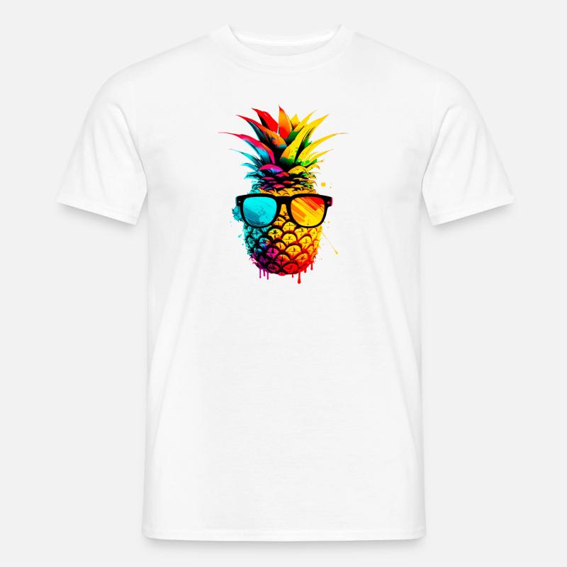 Bunte funky Ananas - Männer T-Shirt - Weiß