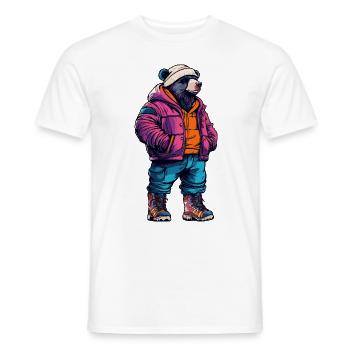 Bear Funny Winter - Men's T-Shirt - white - Front - AI Model Male 178 dark (178cm)