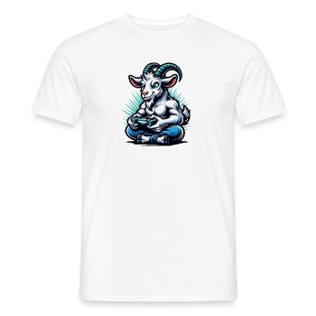 Gambling Goat with Gamepad Gamer - Men's T-Shirt - white - Front - AI Model Male 178 dark (178cm)