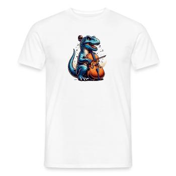 Cooler Dino Cellist Violin Klassik - Männer T-Shirt - Weiß - Vorne - AI Model Male 178 dark (178cm)