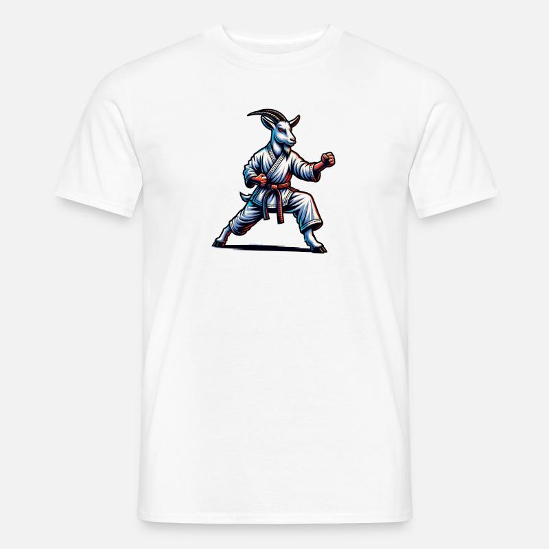 Karate-Ziege in Action – Dynamischer Kampfgeist - Männer T-Shirt - Weiß