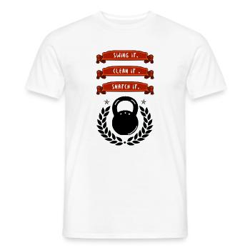 Kettlebell Gebote Swing Clean Snatch Fitness Gym - Männer T-Shirt - Weiß - Vorne - AI Model Male 178 dark (178cm)