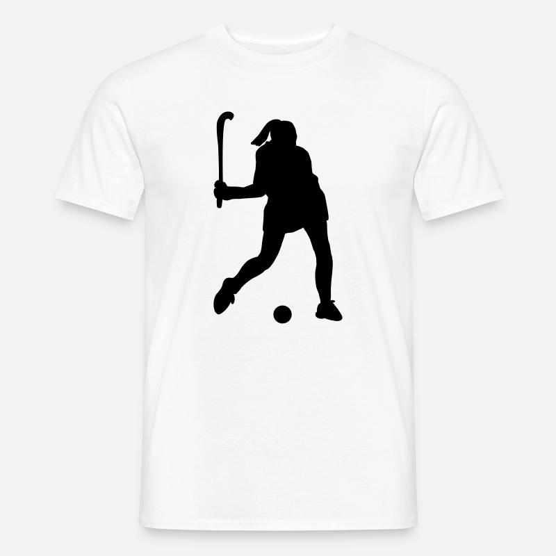 Schattenbild des Eishockeyspielers - Männer T-Shirt - Weiß