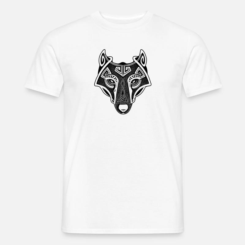 Wolf Wikinger Fenrir - Männer T-Shirt - Weiß