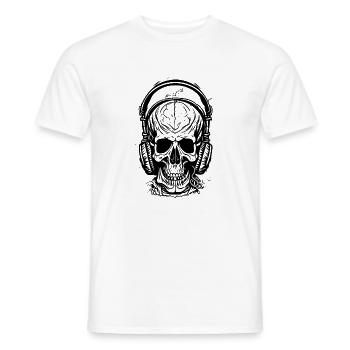 Skull with headphones - Men's T-Shirt - white - Front - AI Model Male 178 dark (178cm)