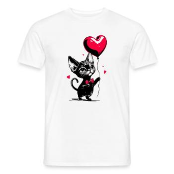 Ballon Chat Sphynx Coeur - Heartful Creatures - T-shirt homme - blanc - Devant - AI Model Male 178 dark (178cm)