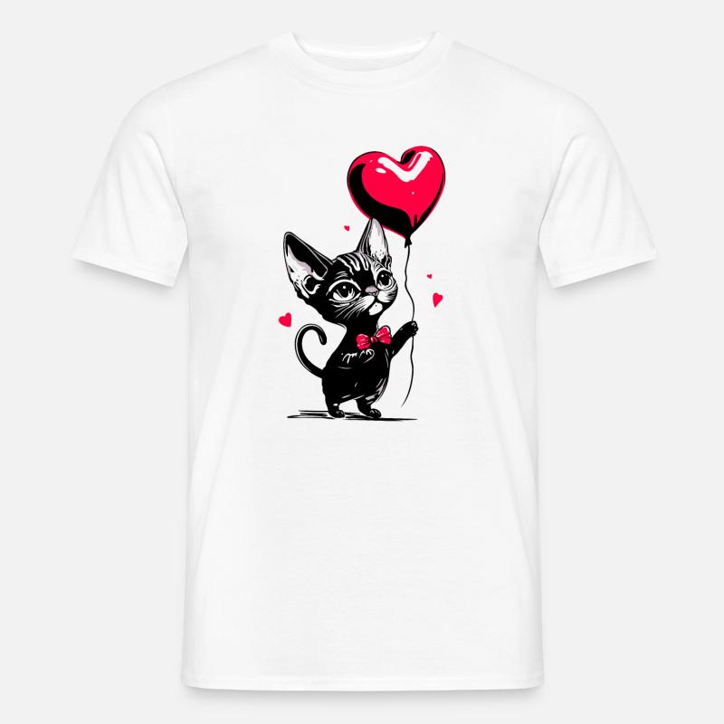 Katze Sphynx Herz Luftballon - Heartful Creatures - Männer T-Shirt - Weiß