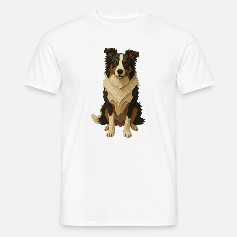 Geschichteter Papiercollie - Männer T-Shirt - Weiß