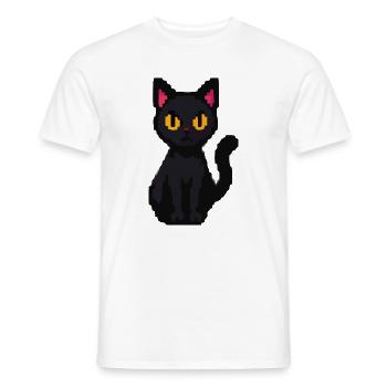 Nachtkater Pixelblick - Männer T-Shirt - Weiß - Vorne - AI Model Male 178 dark (178cm)