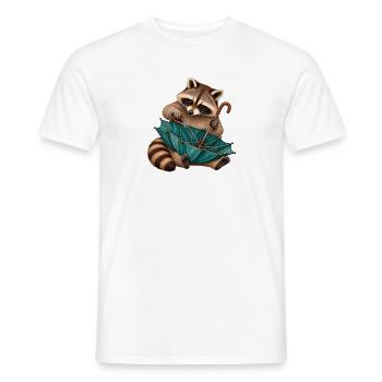 Waschbär repariert einen Regenschirm - Männer T-Shirt - Weiß - Vorne - AI Model Male 178 dark (178cm)
