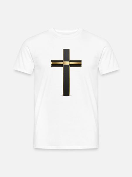 Schwarzes Kreuz mit Goldrand - Männer T-Shirt - Weiß