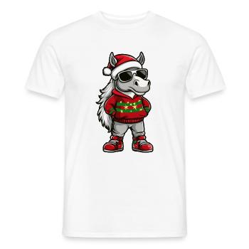 Cheval Noël Noël laid - T-shirt homme - blanc - Devant - AI Model Male 178 dark (178cm)