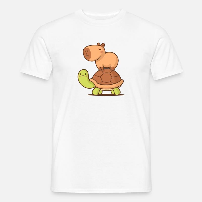 Capybara auf einer Schildkröte - Männer T-Shirt - Weiß