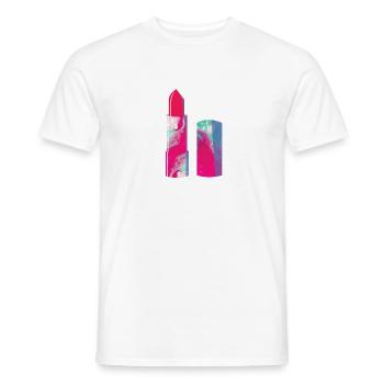 rouge à lèvres - T-shirt homme - blanc - Devant - AI Model Male 178 dark (178cm)