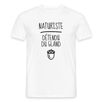 Naturisme / Naturiste / Nudisme / Nudiste - T-shirt homme - blanc - Devant - AI Model Male 178 dark (178cm)