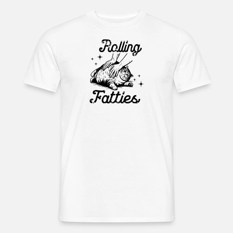 Conception de chat Rolling Fatties - T-shirt homme - blanc