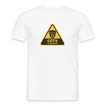 Symbolsymbol für Überwachungskameras in Verwendung. Stationäre Videoüberwachung - Männer T-Shirt - Weiß - Vorne - AI Model Male 178 dark (178cm)