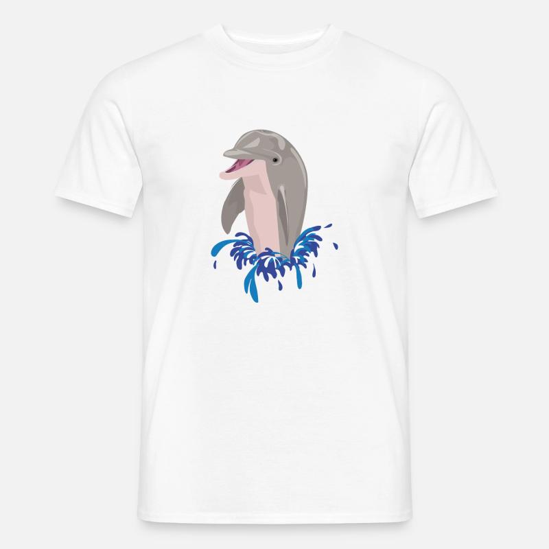 Éclaboussures de plage de mer de dauphin - T-shirt homme - blanc
