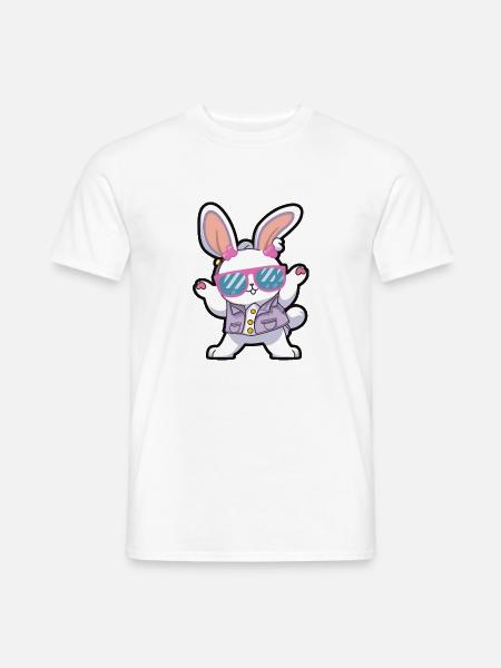 Osterhase - Tanzender Hase mit Retro Sonnenbrille - Männer T-Shirt - Weiß