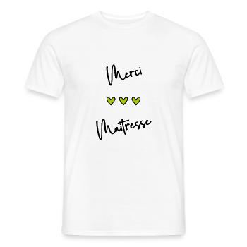 MERCI. THANKS. THANK YOU. ANNIVERSAIRE. NAISSANCE. - T-shirt homme - blanc - Devant - AI Model Male 178 dark (178cm)