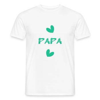 VATERTAG. ALLES GUTE ZUM GEBURTSTAG, PAPA. PAPA. ALLES GUTE ZUM GEBURTSTAG! - Männer T-Shirt - Weiß - Vorne - AI Model Male 178 dark (178cm)